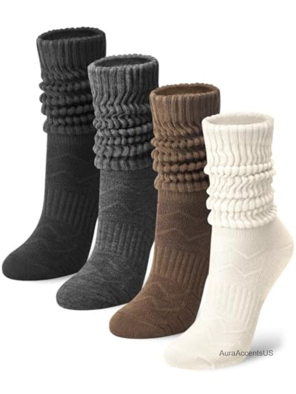 Slouchy Boot Socks Women Cotton Blend Moisture Wicking 4 Pair Pack Crew